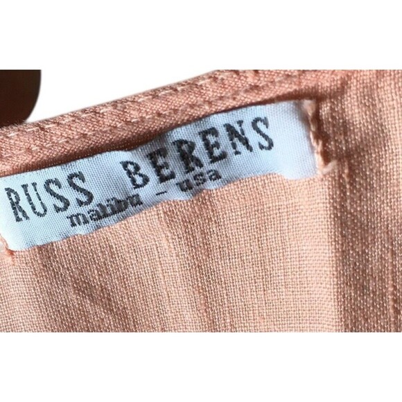 Russ Berens Dress Women's Size XS Orange Linen Pleated Button Up Sleeveless - Picture 5 of 6